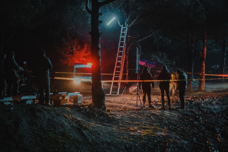 Violent Crimes Attorney in Los Angeles County Distant View of a Crime Scene Investigation in the Woods
